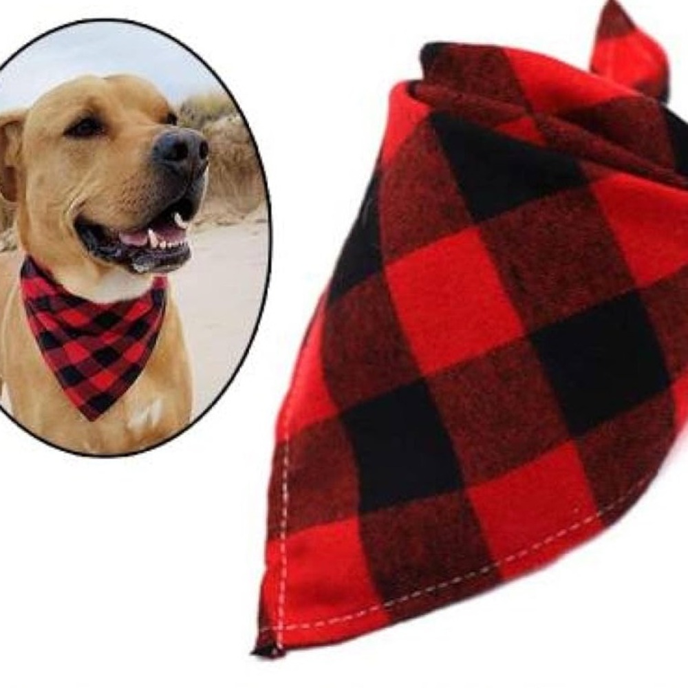 ONEPAW Red and Black Dog Bandana and Collar Set size S
